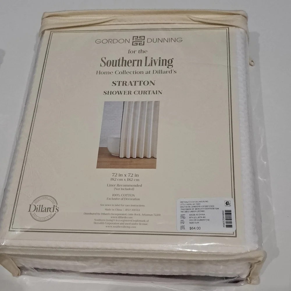Southern Living Gordon Dunning Stratton Velvet Trimmed Waffle Shower Cur…